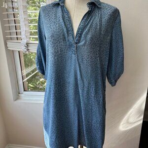 Anthropologie Cloth & Stone Denim Shirt Dress Women Medium Chambray Tencel